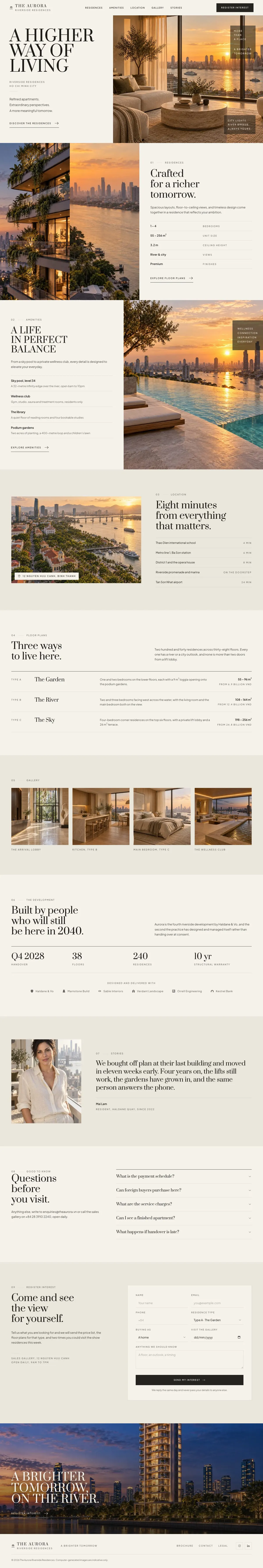 Residence Launch template, the whole page on desktop