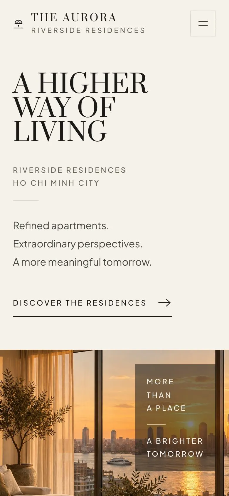 Residence Launch landing page template on a phone