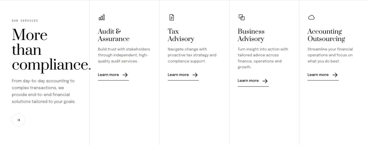 Counsel Practice template — Services section