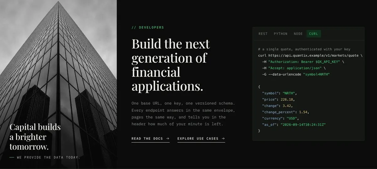 Data Panel template — Developers section