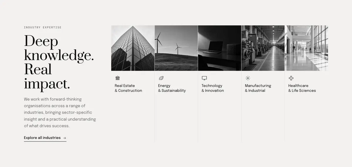 Counsel Practice template — Industries section