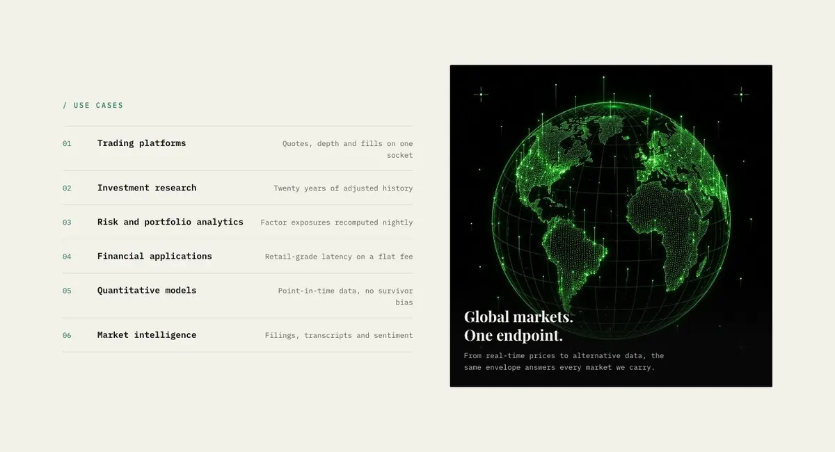 Data Panel template — Use Cases section