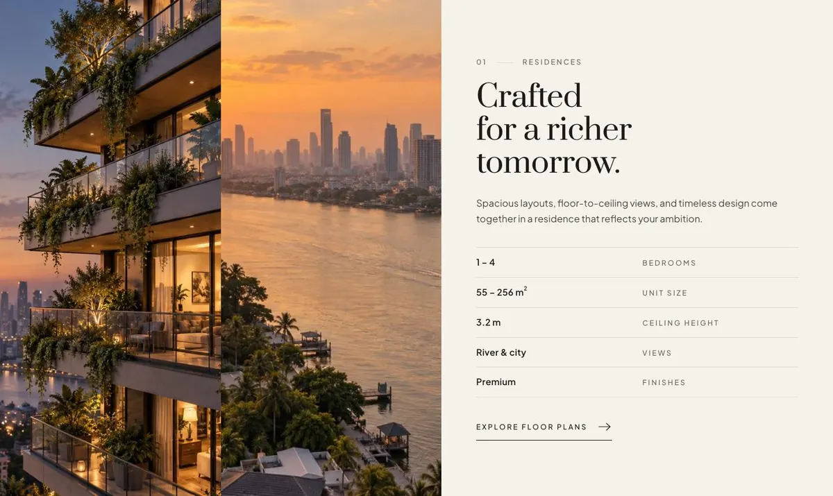 Residence Launch template — Residences section