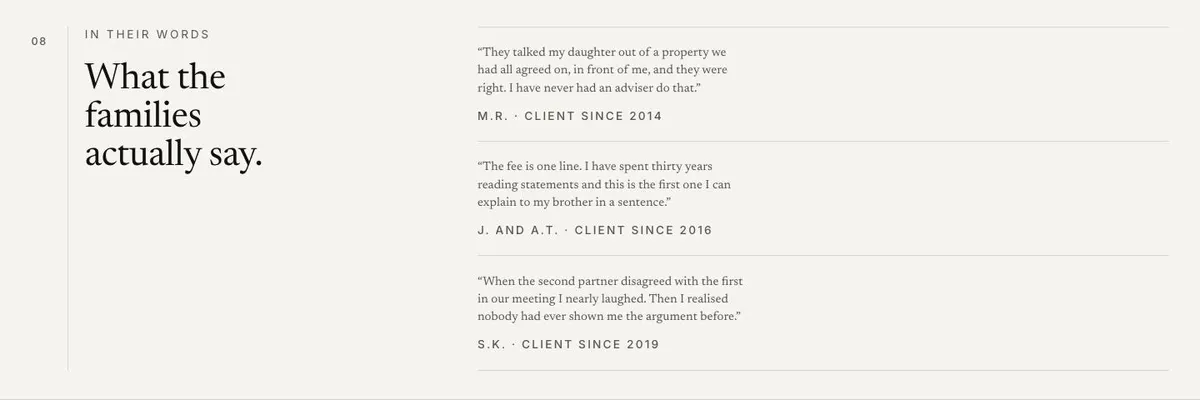 Quiet Ledger template — Reviews section