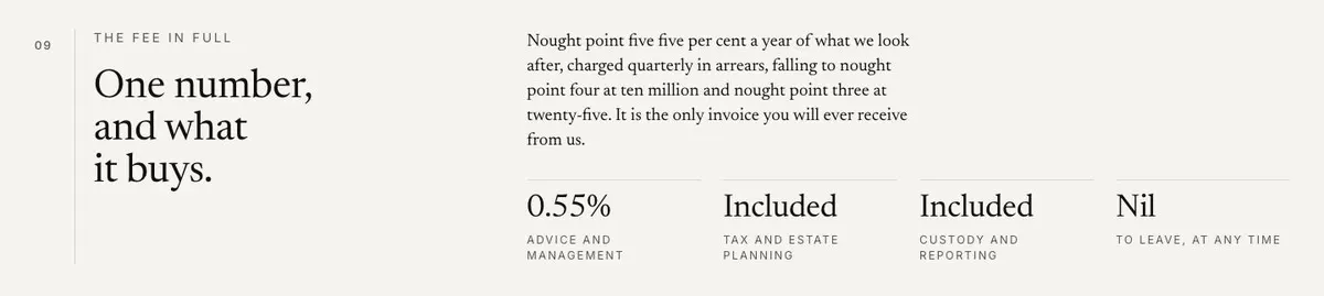 Quiet Ledger template — Fee section