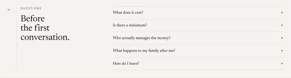 Quiet Ledger template — Questions section