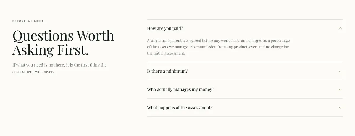 Compliance Trust Page template — Questions section