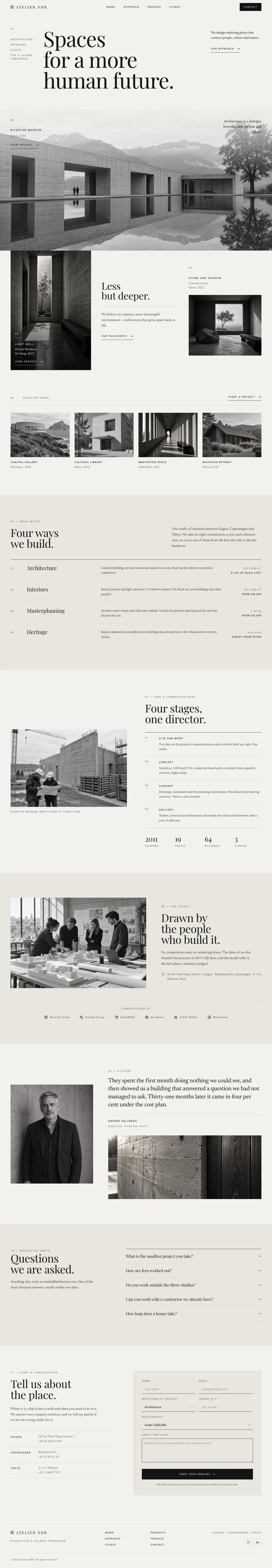 Studio Index template, the whole page on desktop