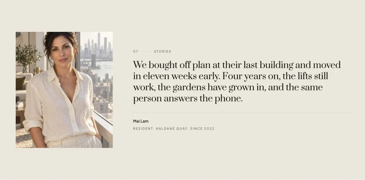 Residence Launch template — Stories section
