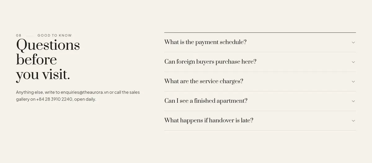 Residence Launch template — Questions section
