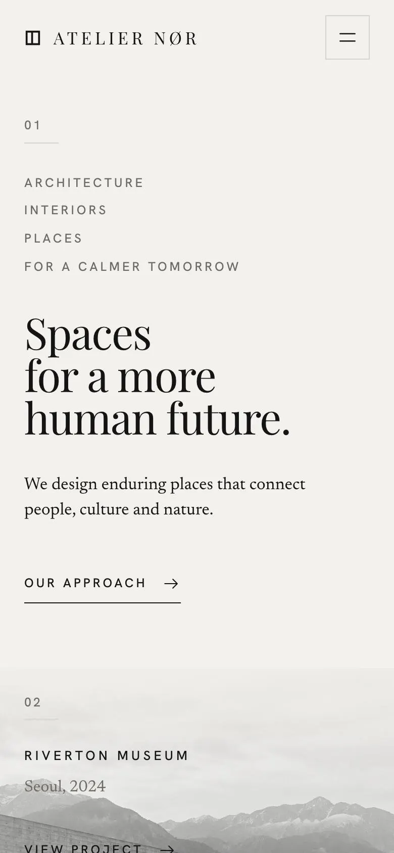Studio Index landing page template on a phone