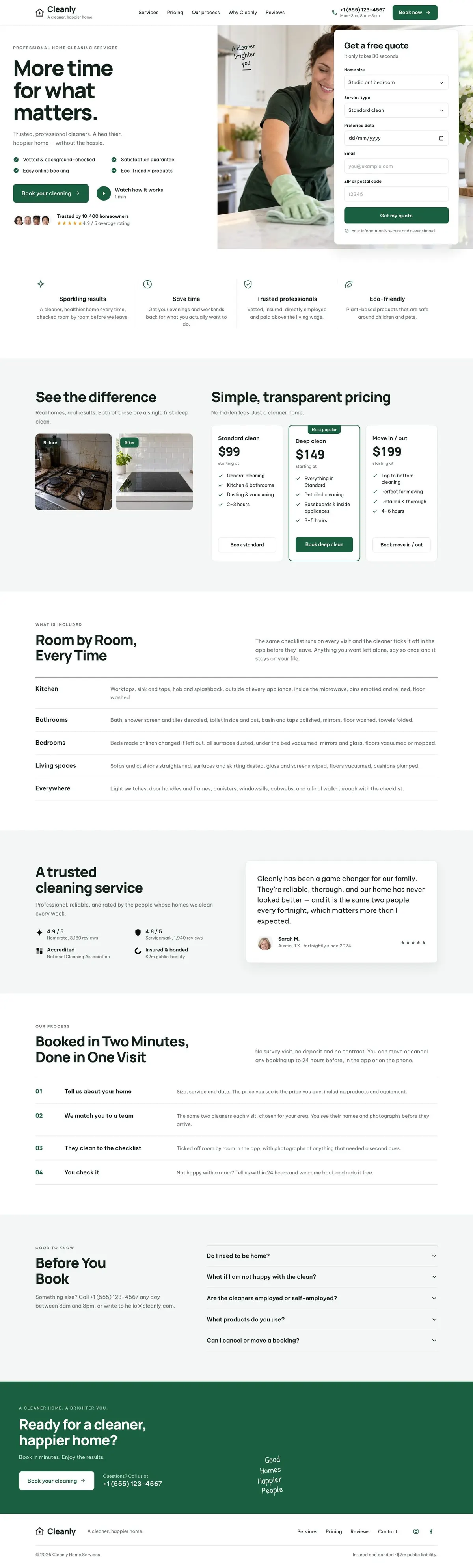 Trade Shopfront template, the whole page on desktop