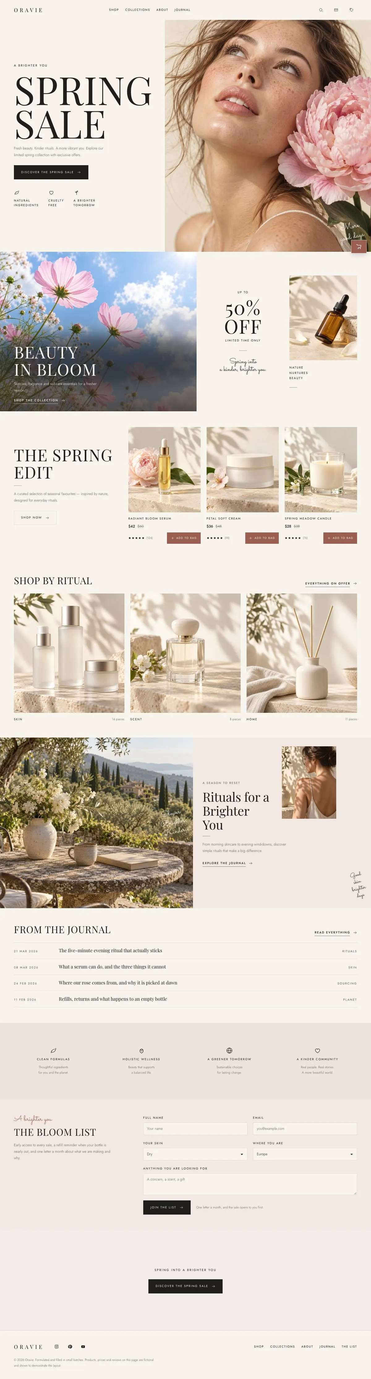 Still Wellness template, the whole page on desktop