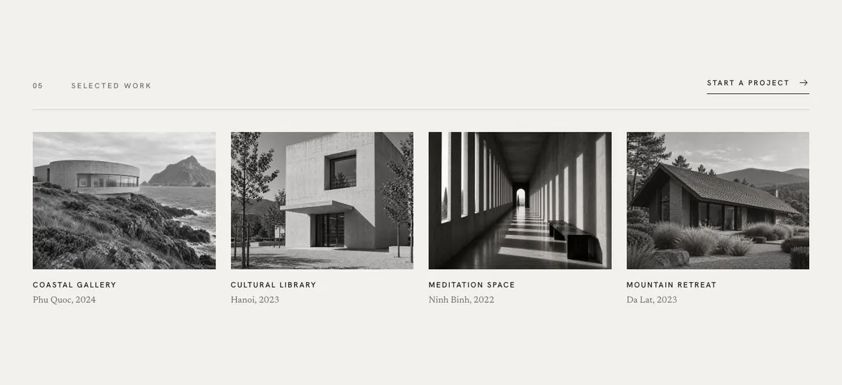 Studio Index template — Projects section