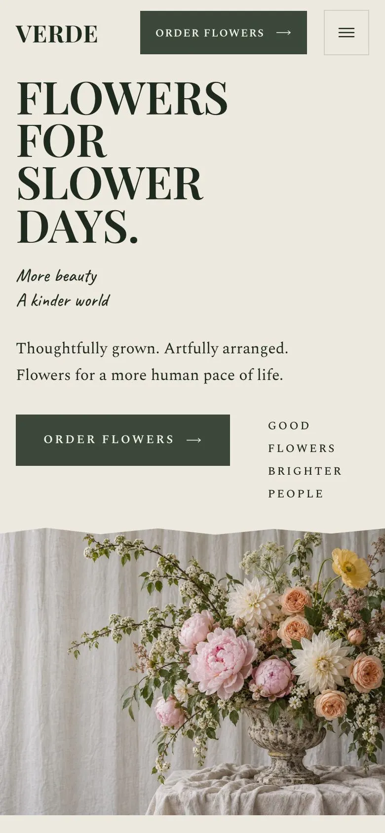 Wedding Atelier landing page template on a phone