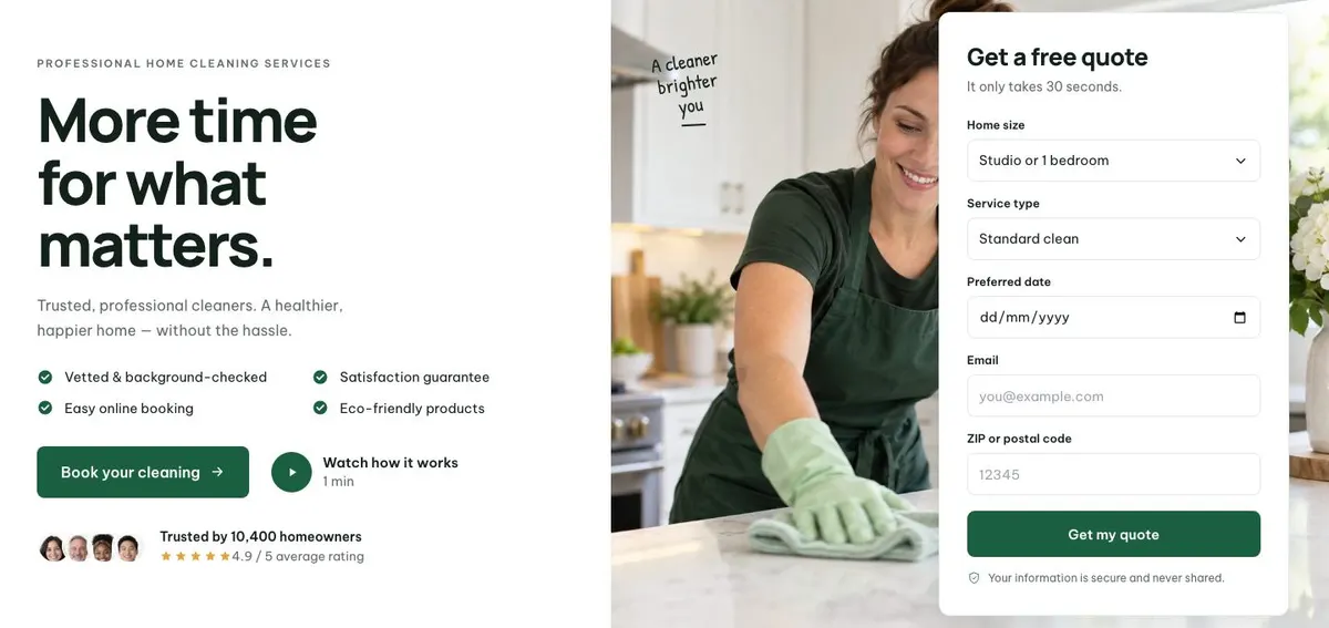 Trade Shopfront template — Quote section