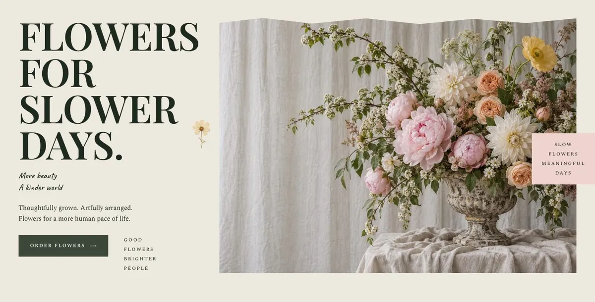 Wedding Atelier template — Hero section