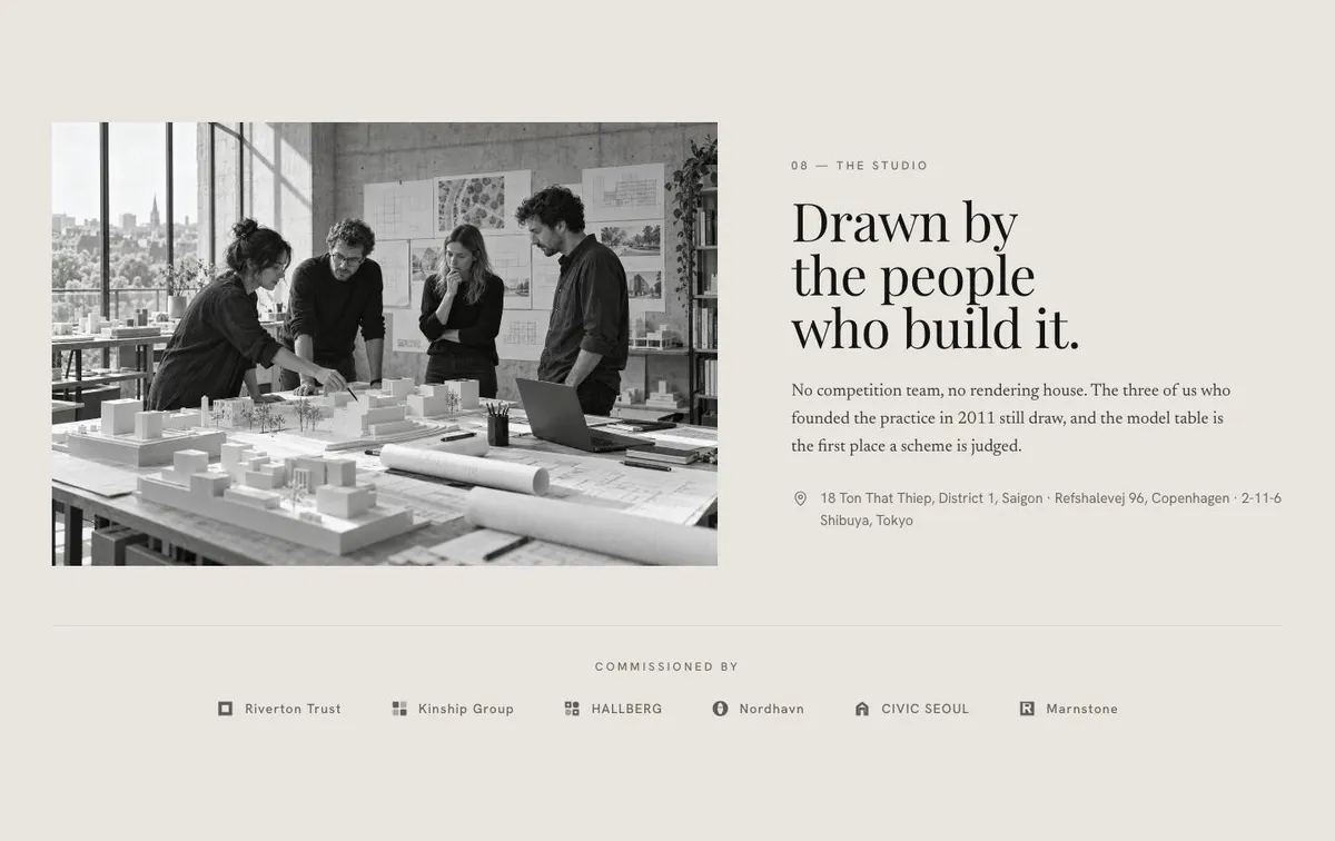 Studio Index template — Studio section
