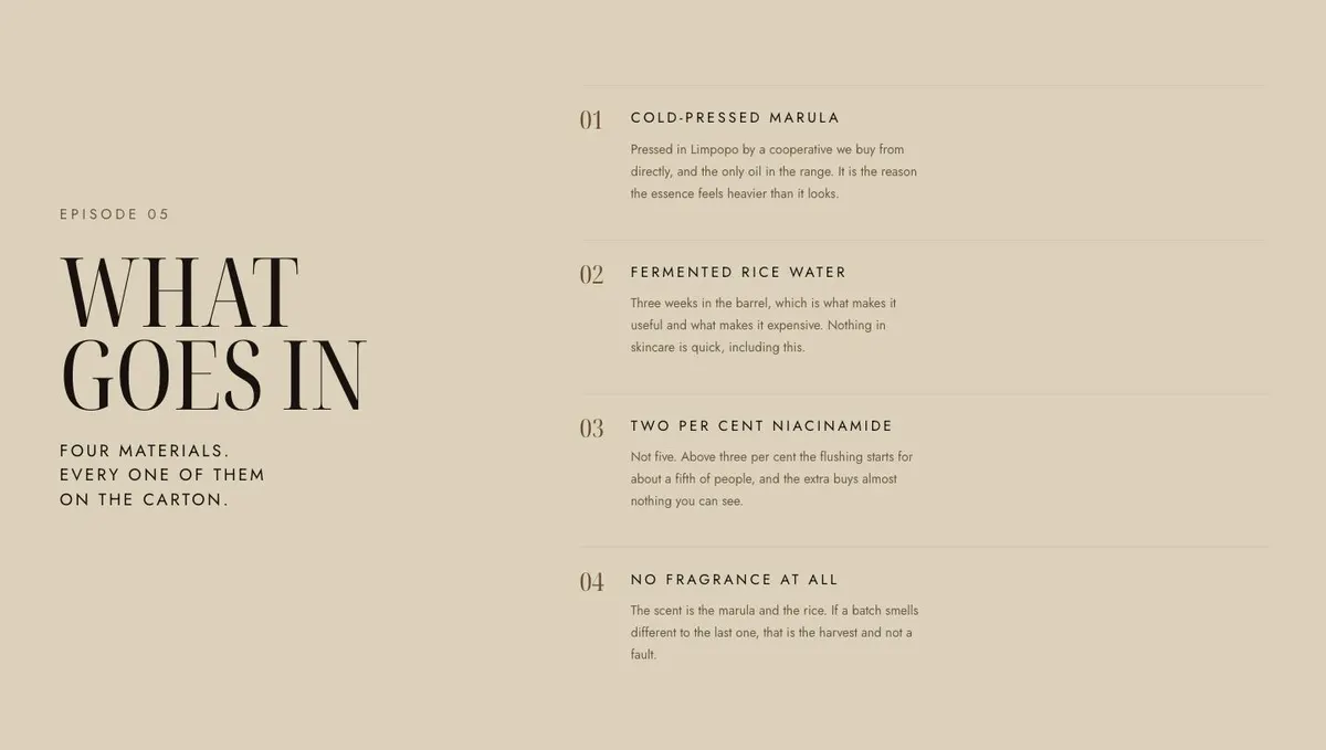 Wholesale Marketplace template — Ingredients section