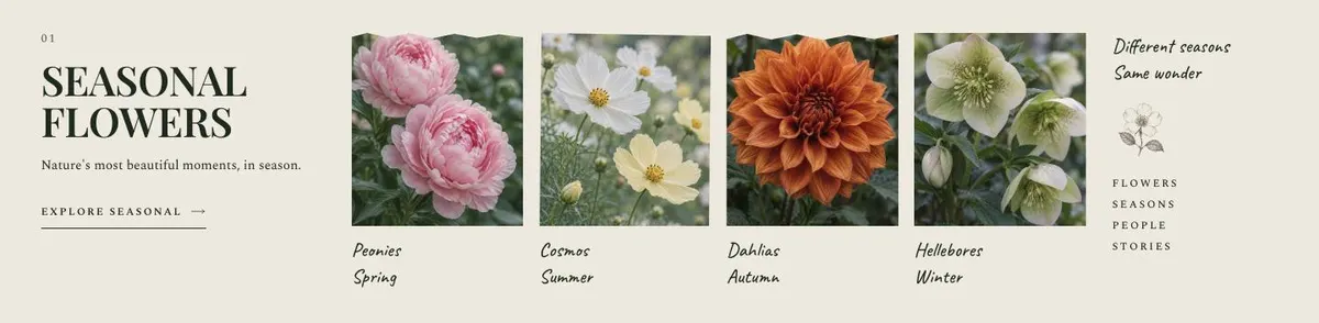 Wedding Atelier template — Seasonal section