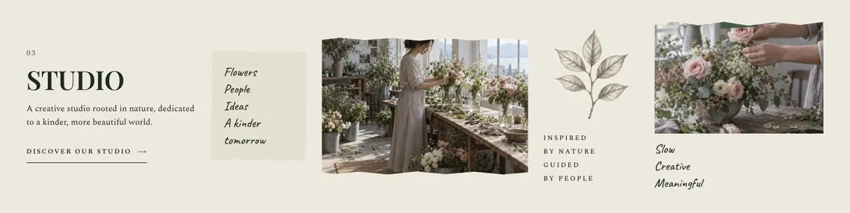 Wedding Atelier template — Studio section