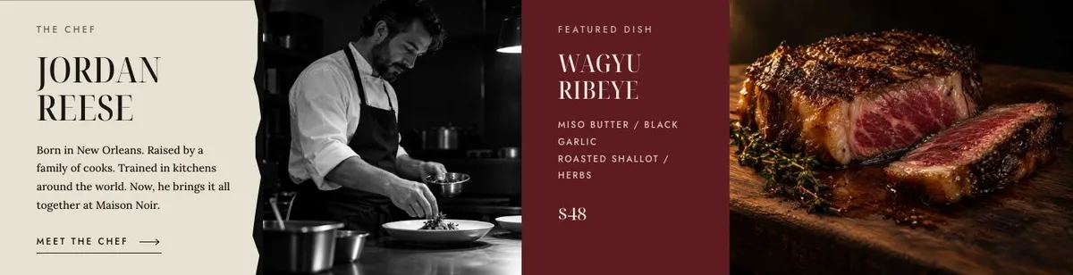 Chef's Table template — Chef section