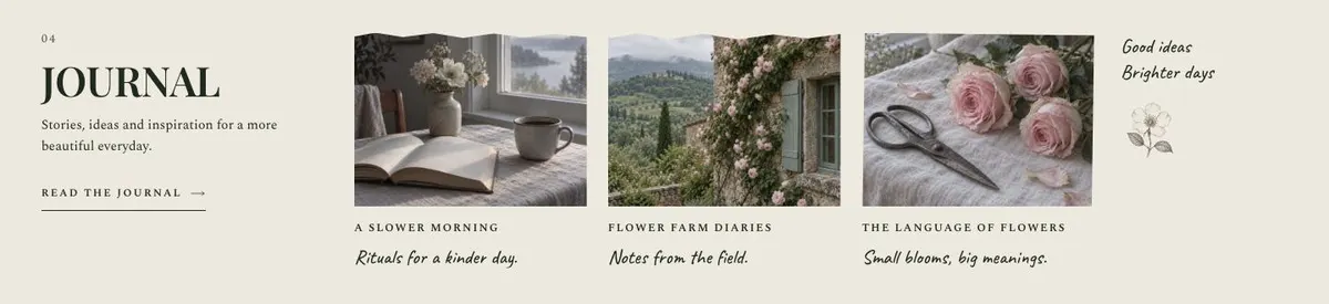Wedding Atelier template — Journal section