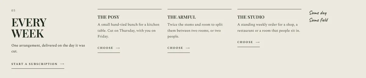 Wedding Atelier template — Subscription section