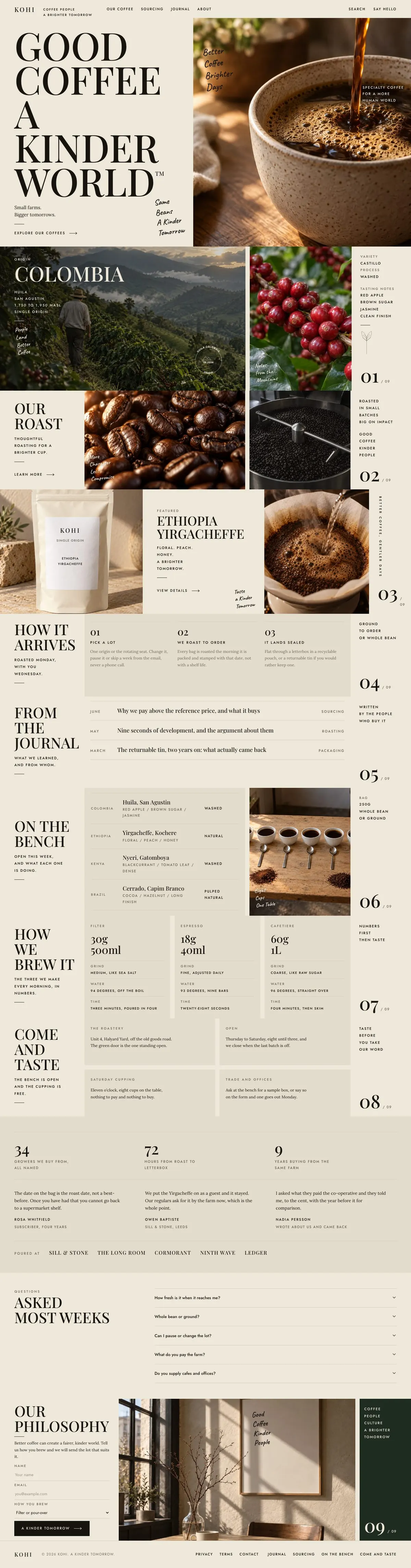 Recurring Box Subscription template, the whole page on desktop