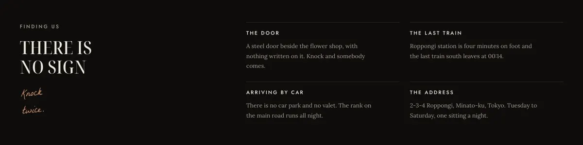 Chef's Table template — Find section