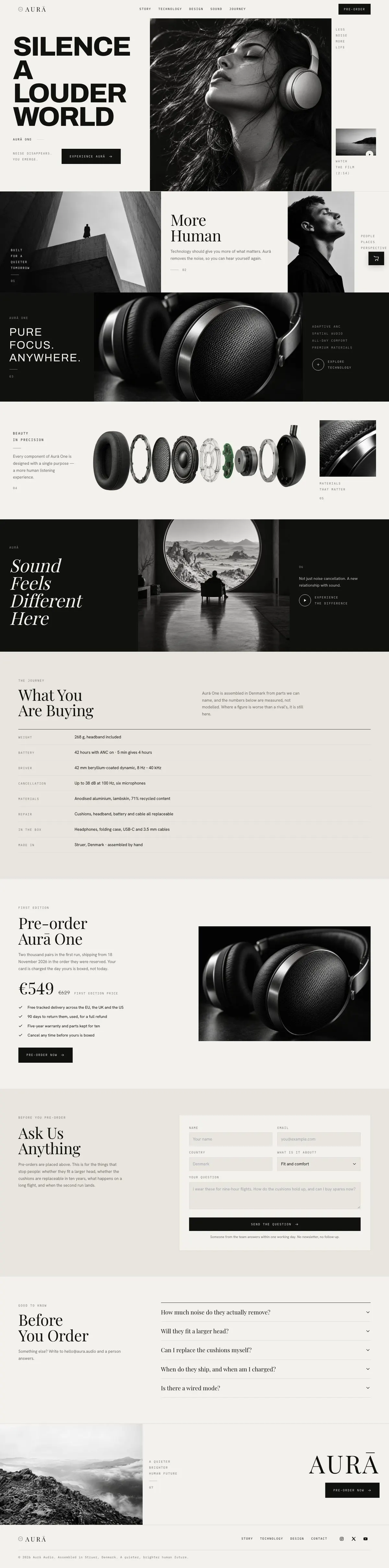 Pre-order Launch template, the whole page on desktop