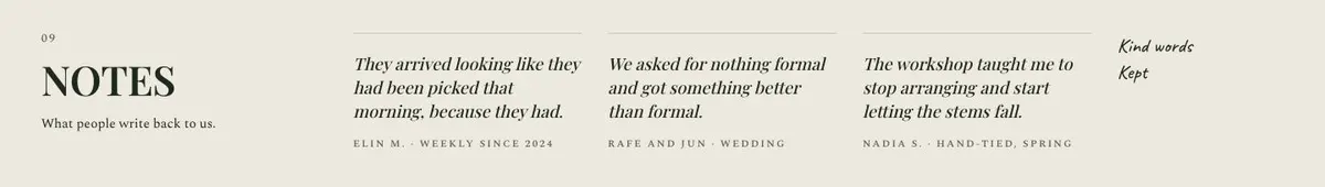 Wedding Atelier template — Notes section