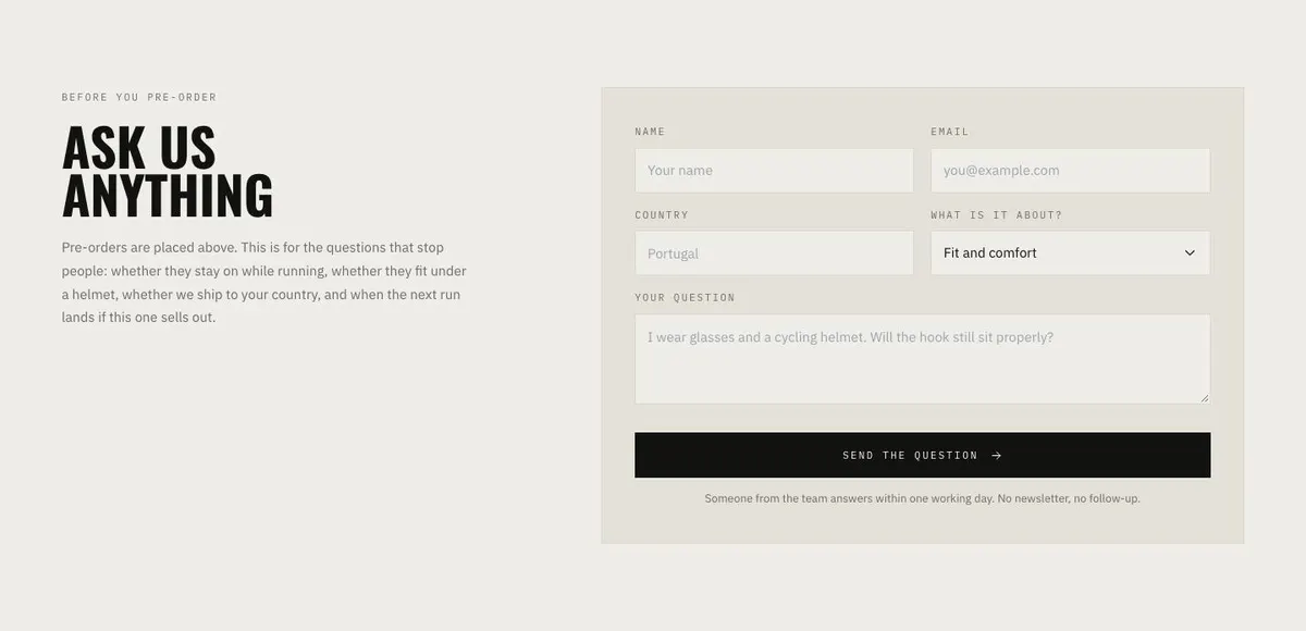 Single Product Launch template — Ask section