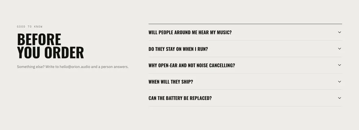 Single Product Launch template — Questions section