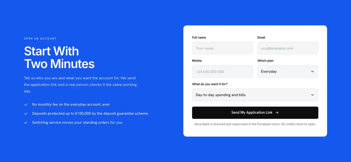 Mobile App Install template — Open section