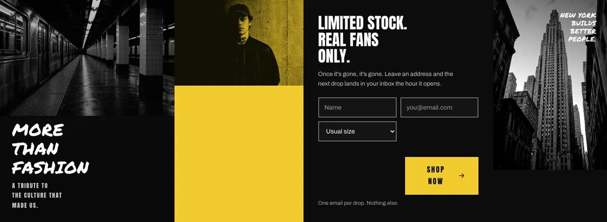 Waitlist Drop template — Lookbook section