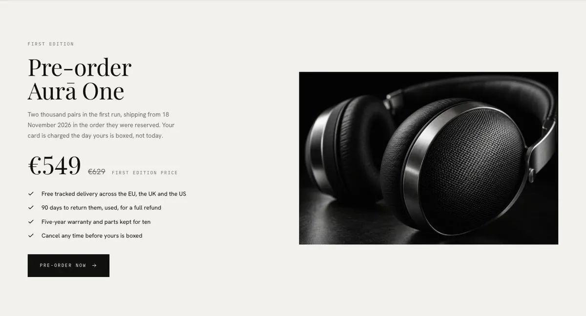 Pre-order Launch template — Preorder section
