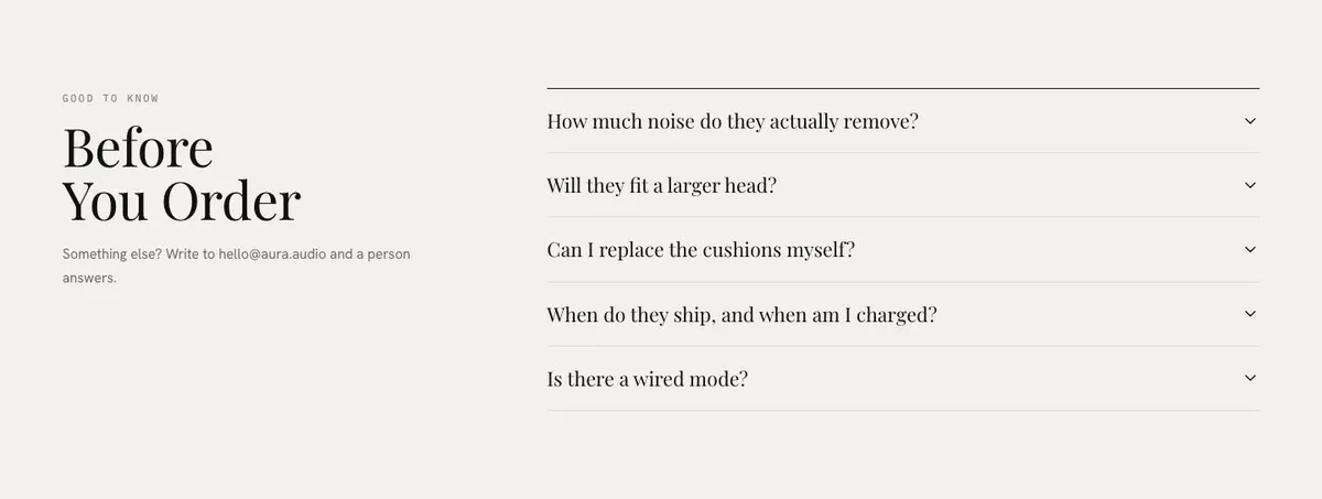 Pre-order Launch template — Questions section