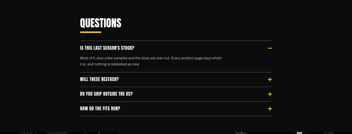 Waitlist Drop template — Questions section