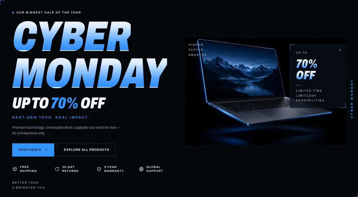 Gadget Launch template — Hero section