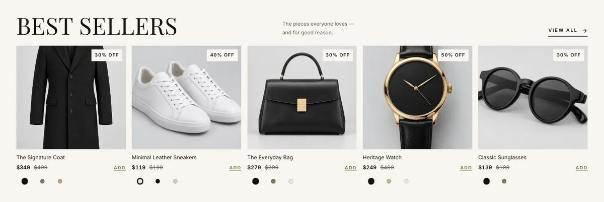Booked Demo template — Bestsellers section