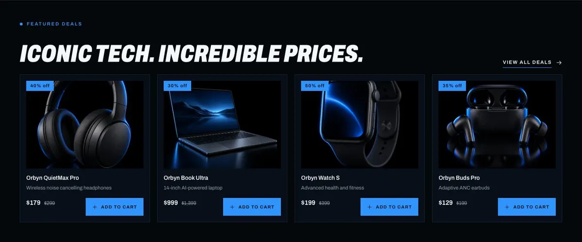 Gadget Launch template — Deals section