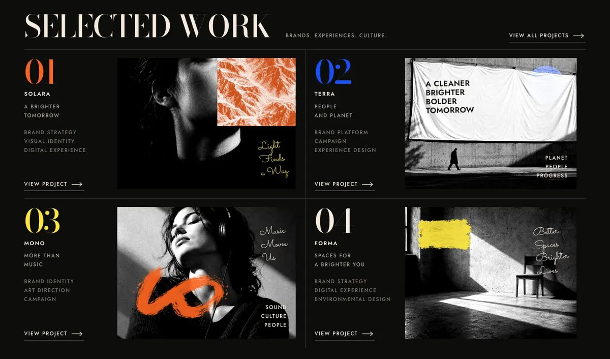 Growth Agency template — Work section