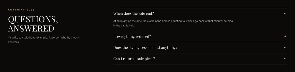 Booked Demo template — Questions section