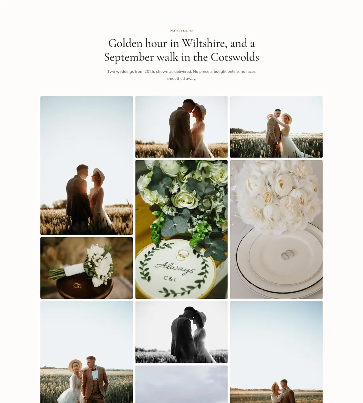 Wedding Photographer template — Portfolio section