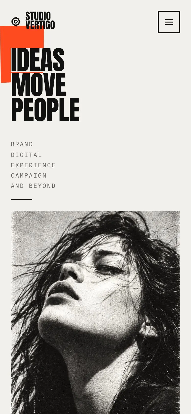 Product Design Studio landing page template on a phone