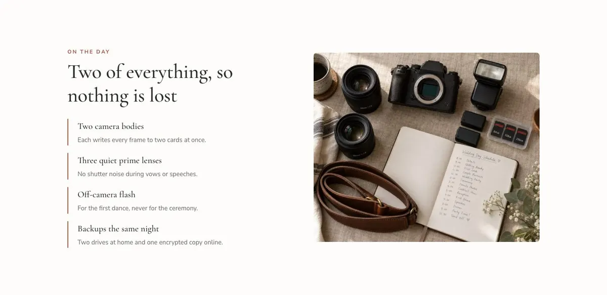 Wedding Photographer template — Kit section