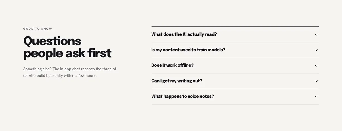 Marketing Tool SaaS template — Questions section