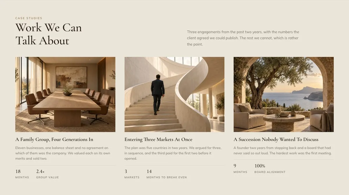 Warm B2B Workflow template — Case Studies section