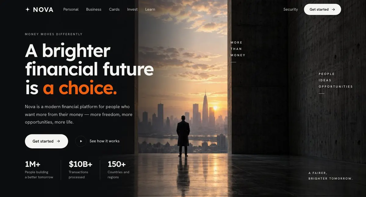 Project Finance Dashboard template — Hero section